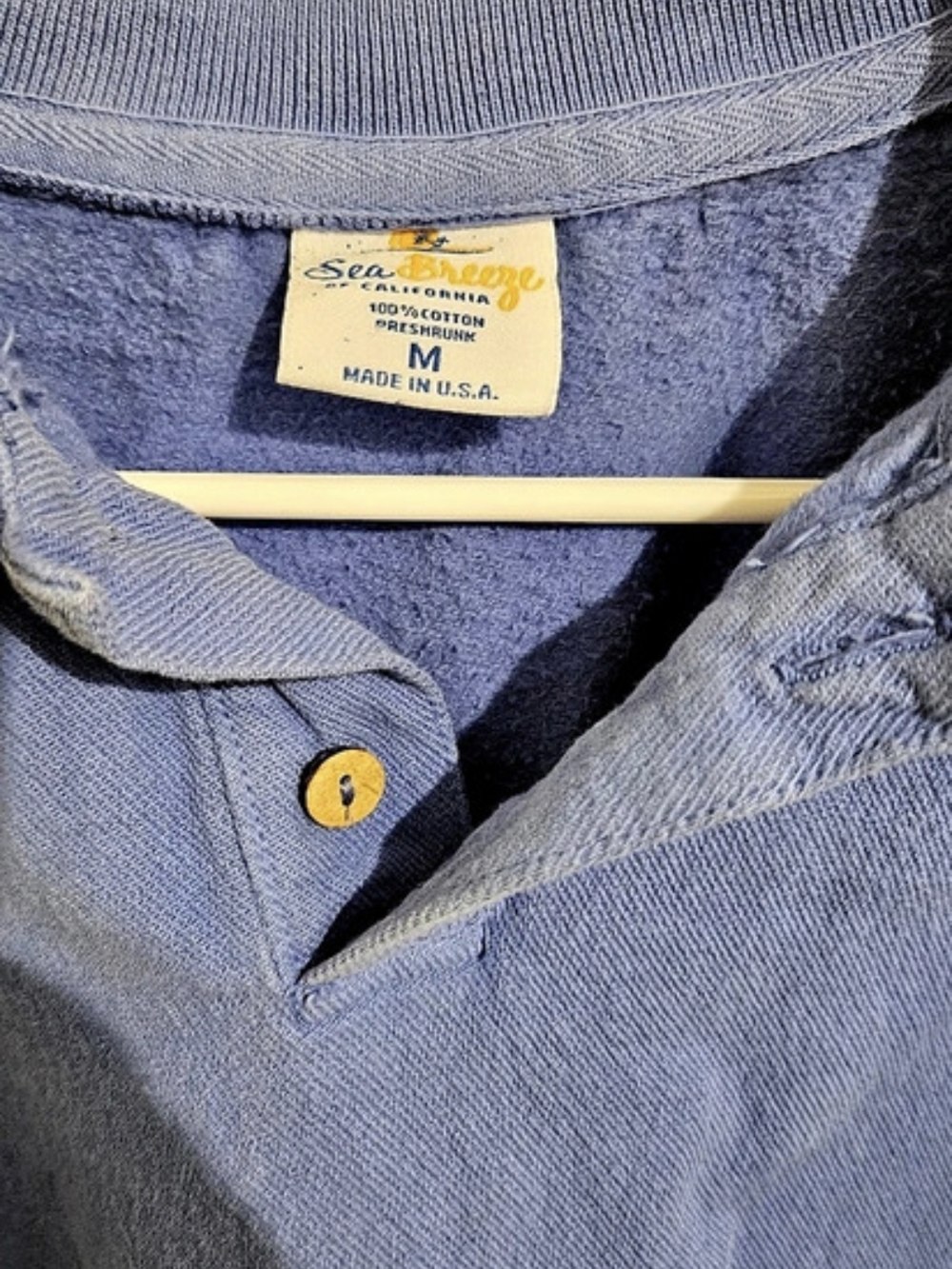 Sea Breeze Blue Pullover Size Medium 100$ Cotton - Picture 2 of 2